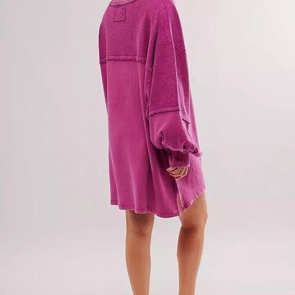 Free People We The Coastal Solid Crew Sweatshirt Top Pullover Cotton XL 275604 - Picture 3 of 7